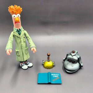 Palisades Beaker Figure w/ Muppets Labs Book Gorilla Detector Helmet Loose